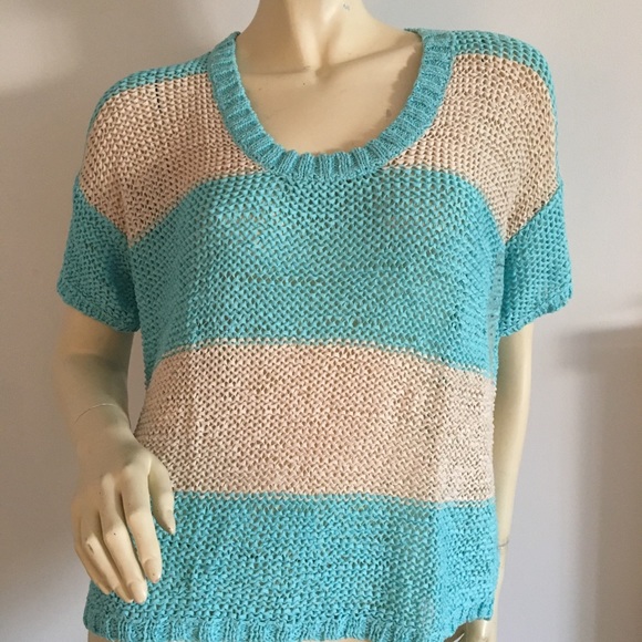 Calvin Klein Jeans short sleeve striped knit top - Picture 1 of 7
